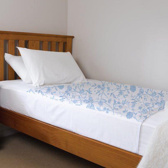 Blue Waterproof Brolly Sheet in Adult Room King Single bed