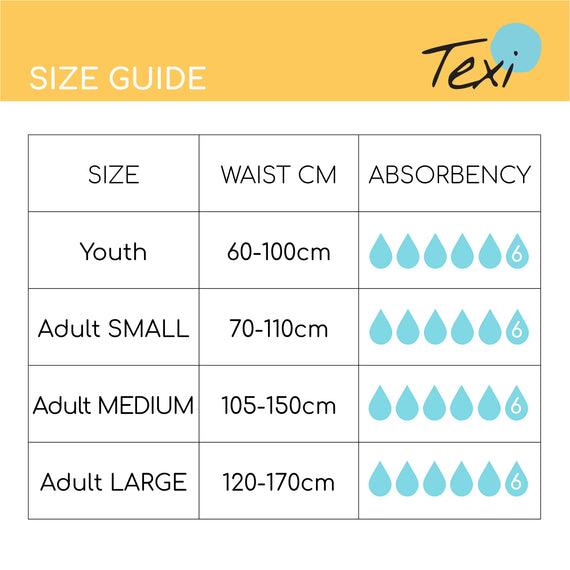 Size guide Texi Youth Disposable Diapers