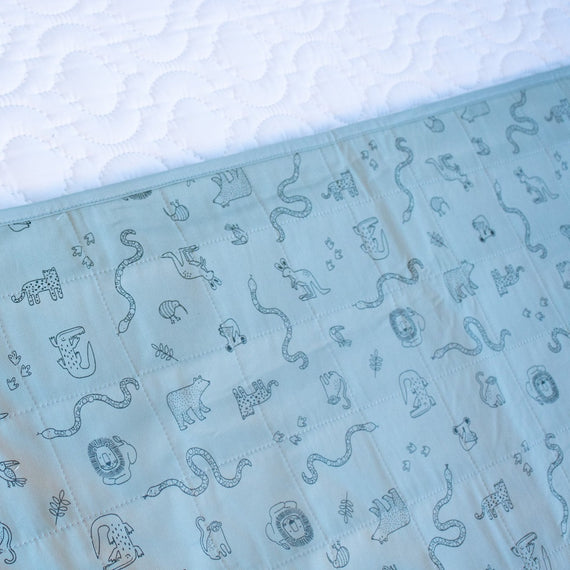 Blue Waterproof Brolly Sheet in Adult Room King Single bed