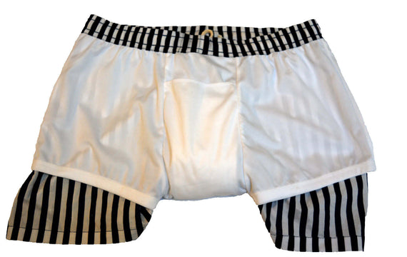 waterproof boxer black & white stripe short inside out