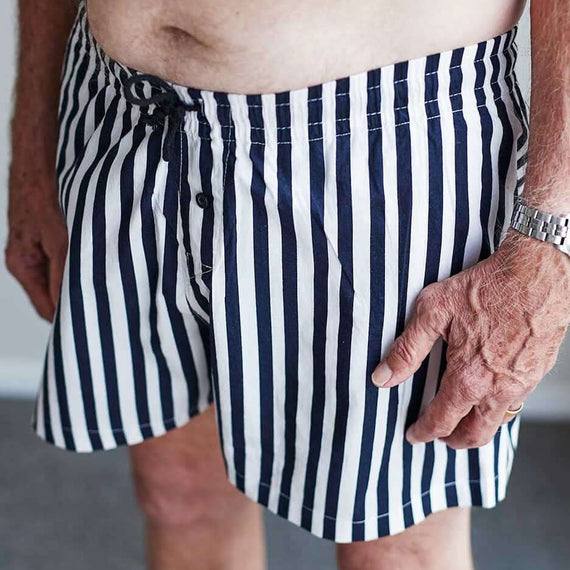 Man wear waterproof boxer black & white stripe short